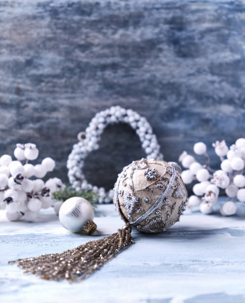 istock Christmas decoration on rustic wooden background. Soft focus. Copy space. 2186501115