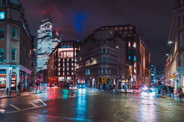 istock Illuminated City At Night in London on rainy day 2186509321