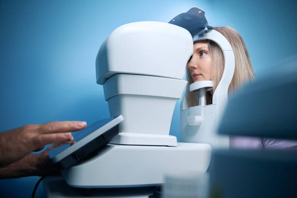 istock Female patient in ophthalmology clinic during the study of computer vision defects 2186509731
