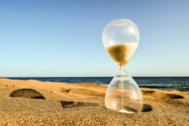 istock Hourglass Clock on the Sand Beach 2186511377