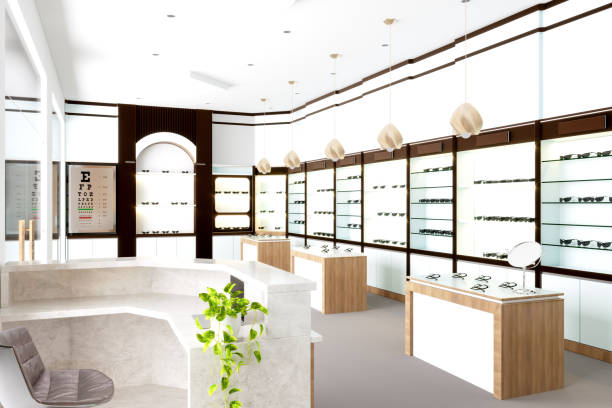 istock Eyeglasses Showcase And Eye Chart In Modern Optic Shop 2186514982
