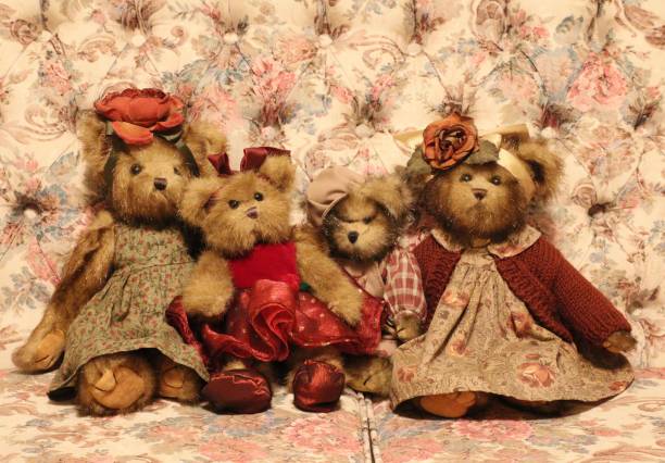 These stuffed and dressed Christmas bears are from the Bearington collection. Dressed up for Christmas in this vintage look.