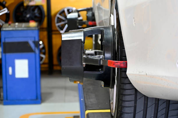 istock A close-up of a modern tire alignment machine in an automotive workshop. 2186521886