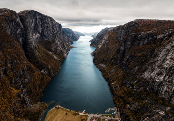 Stunning landscape of Lysefjord, Norway on autumn day.