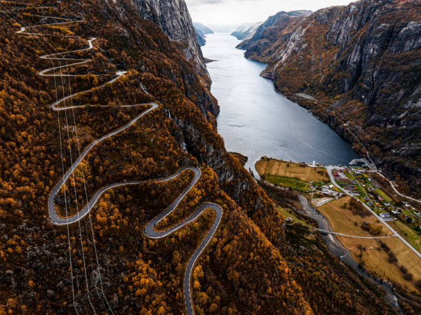 Stunning landscape of Lysefjord, Norway on autumn day.