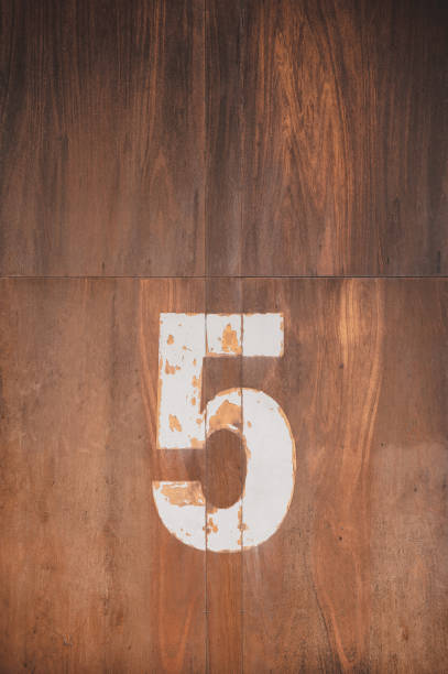 istock Vertical Background brown wood  with a number five 2186526811