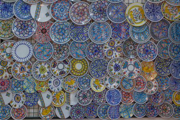 Beautifully displayed exotic and colorful porcelain for sale
