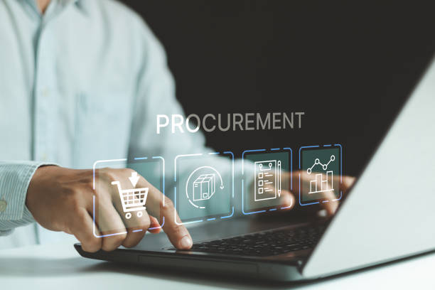 istock Procurement Management Industry concept. Businessmen use a laptop computer with procurement icons on a virtual screen to manage supply chains and retail logistics. Product procurement management. 2186537996
