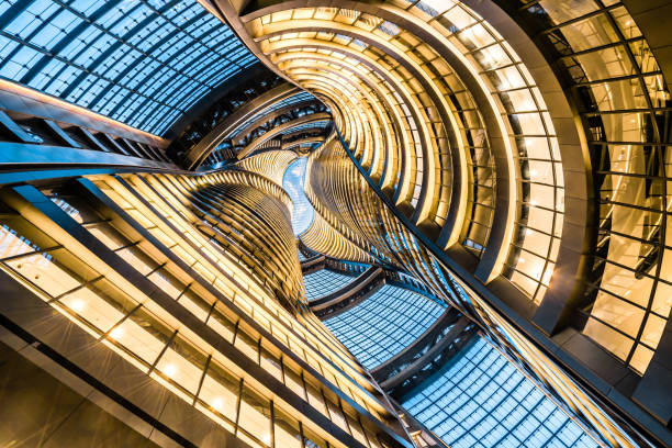 Interior atrium of Lize SOHO building in Beijing, China