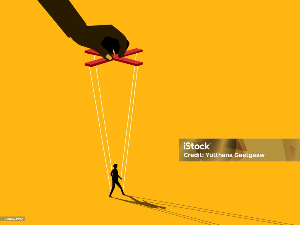 Hand Controlling String Logo Control Hand And Puppet With Businessman On String Vector Stock ...