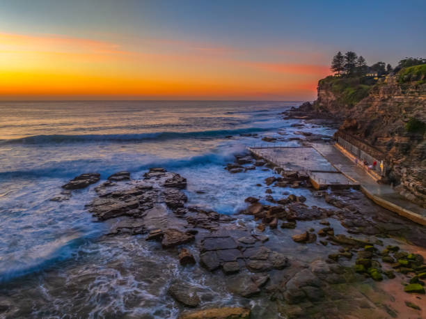 istock Sunrise at the Seaside with an Orange Horizon 2186581842