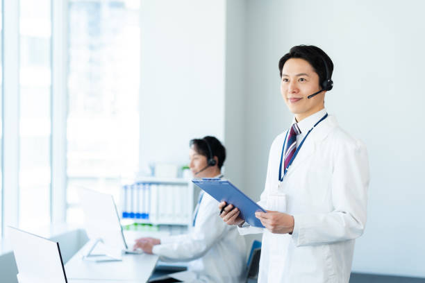 istock Medical operator in a white coat 2186585644