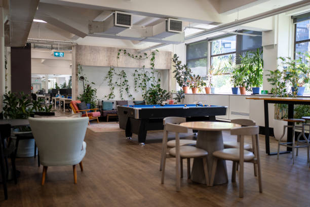 istock Modern Office Lounge With Relaxed Seating and Greenery 2186590252