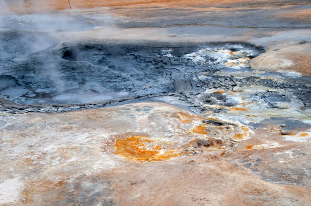 istock Bubbling mud cauldron at  Namafjall  or Hverir geothermal area 2186590457
