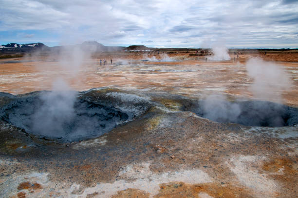 istock View across colourful landscape with mud pools and steam vents 2186590599