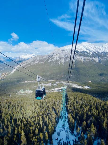 istock Cable car over forest and mountains in Banff. 2186595668
