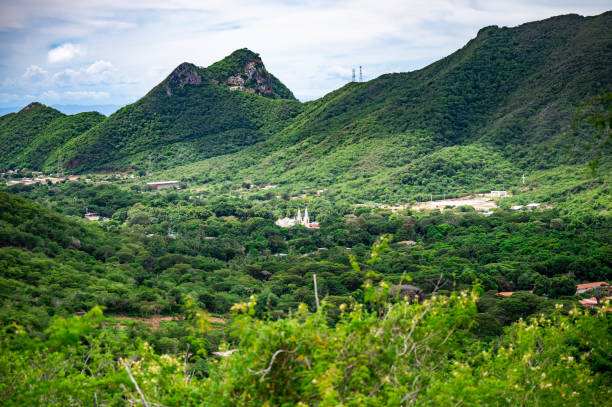 istock A lush green mountain range with a small town in the valley below 2186599671