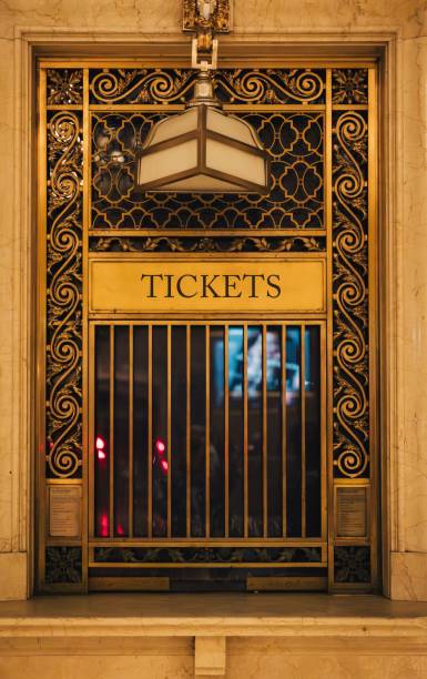 istock Ornate vintage ticket booth in historic building. 2186600572