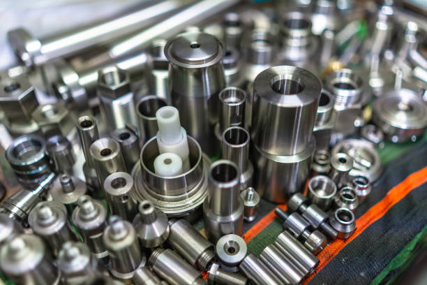 istock Finished metal pieces placed on surface in metallurgic factory 2186601562