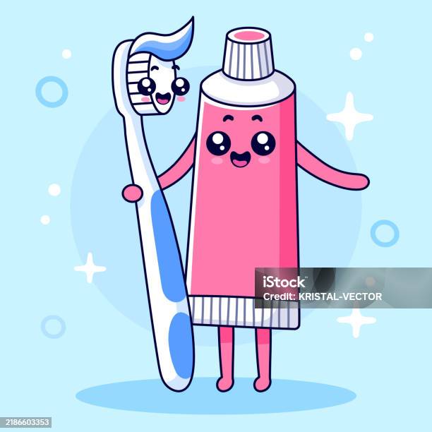Easy Toothpaste Cartoon Toothpaste Stands Hugging A Toothbrush Cute Characters Cartoon Style ...