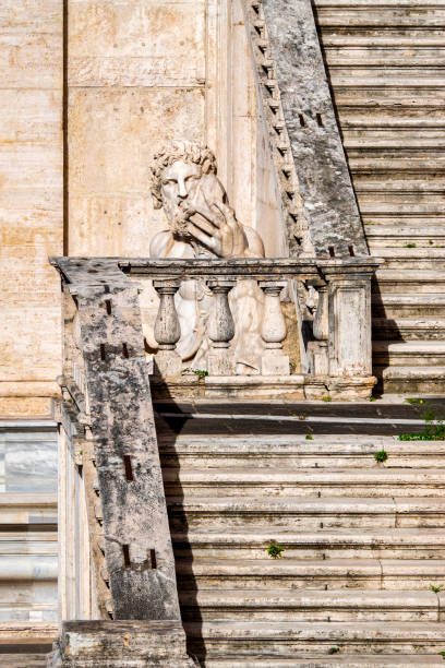 The marble statue of the River God Tiber, located in front of the Palazzo Senatorio on Rome's Capitoline Hill, Italy