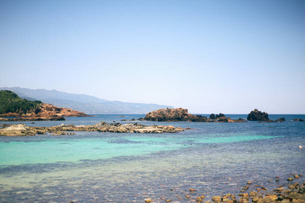 Crystal clear turquoise waters of Kajuppama Beach in Izu Peninsula, Shizuoka Prefecture, Japan