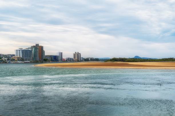 istock Coastal city skyline with sandy beach 2186613027