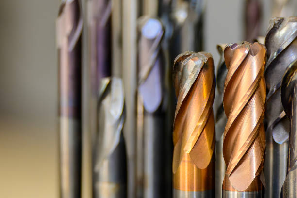 istock Close-up scene the group of used  cutter end mill tools. 2186625292