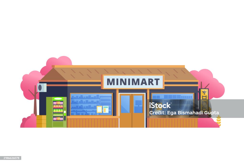 Minimarket Or Store Building Illustration Vector Stock Illustration ...