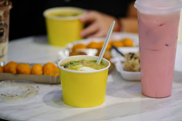 Lugaw or porridge on the go for dinner.