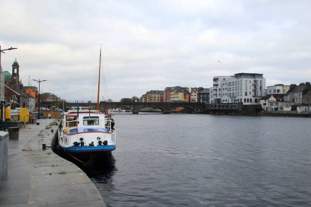 istock Boat docked by the river in Athlone, Ireland. 2186629282