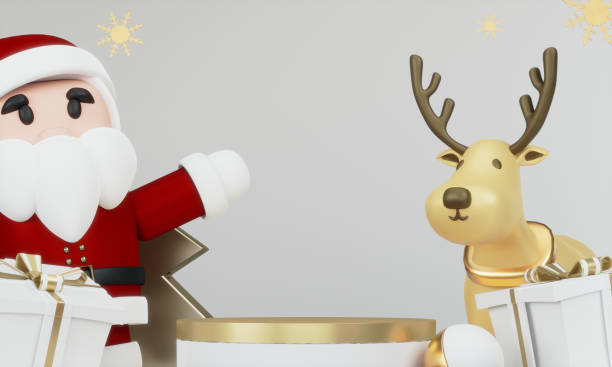 istock Theme Christmas product display stand minimal .3D rendering 2186629453