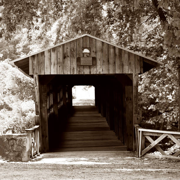 istock Covered Bridge close up in sepia tone 2186631751