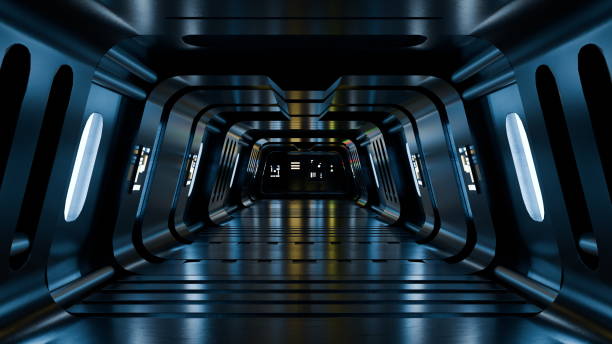 istock long, futuristic corridor features sleek, metallic walls and ambient lighting, creating an atmosphere that invites exploration in a sci-fi universe. design emphasizes depth and intrigue 2186633129