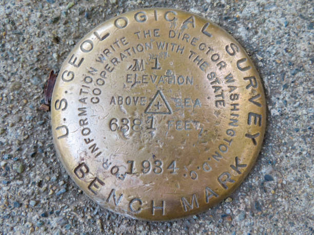 istock US Geological Survey Bench Mark - 6381 feet 2186633706
