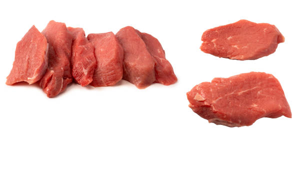 istock Veal pieces raw isolated on white background. 2186636318