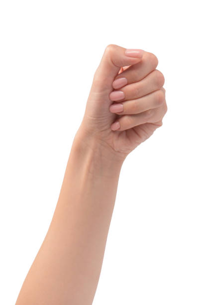istock Woman hands with nude manicure isolated on a white background. 2186636367