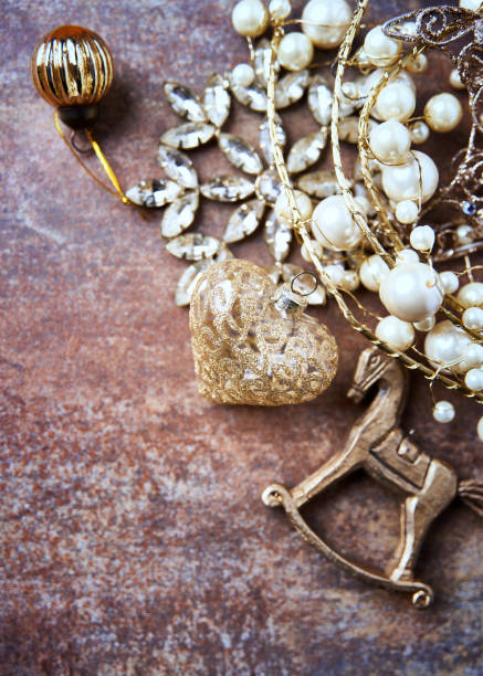 istock Christmas decoration on rustic stone background. Soft focus. Top view. Copy space. 2186637799