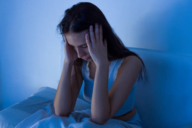 istock Woman feel depressed in bedroom 2186639813