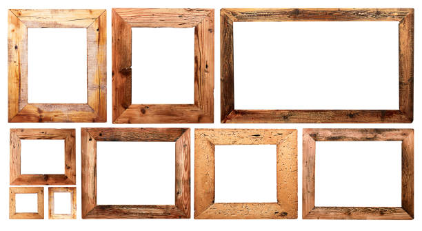 Old Wooden Frame Set Isolated on White