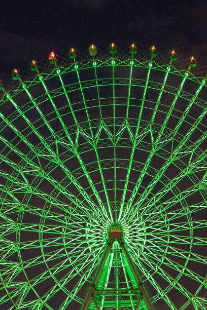 istock Green Illuminated Ferris Wheel at Night 2186641187