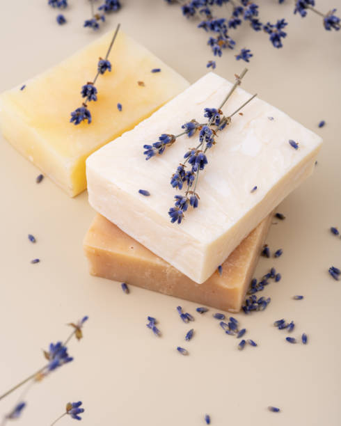 istock Handmade natural soap bars with lavender extract 2186644208
