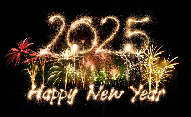 istock Sparkler Happy New Year 2025 with fireworks 2186644849