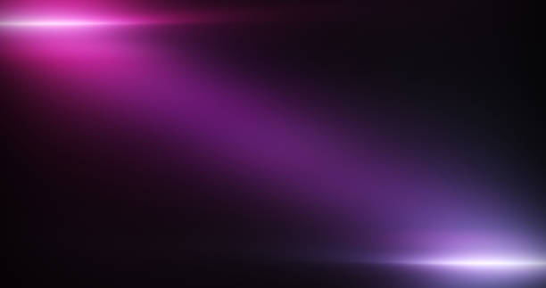 istock Light flare moving up down cinematic title intro reveal plate on black bg. Light rays cinema style name music video and club bg. Foggy grungy opening scene plate. Cinematic intro outro credit scene 2186653578