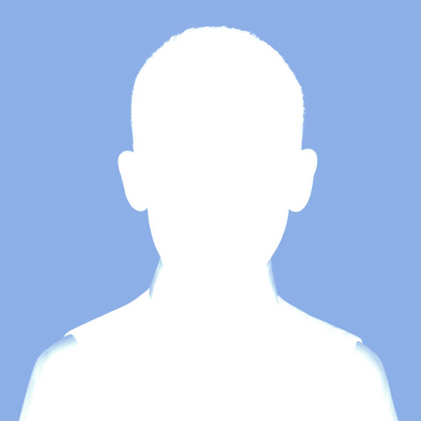 Boy's silhouette. Avatar blue inverted. Silhouette isolated on white background