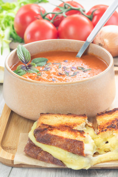 istock Tomato basil soup with a grilled cheese sandwich 2186659179