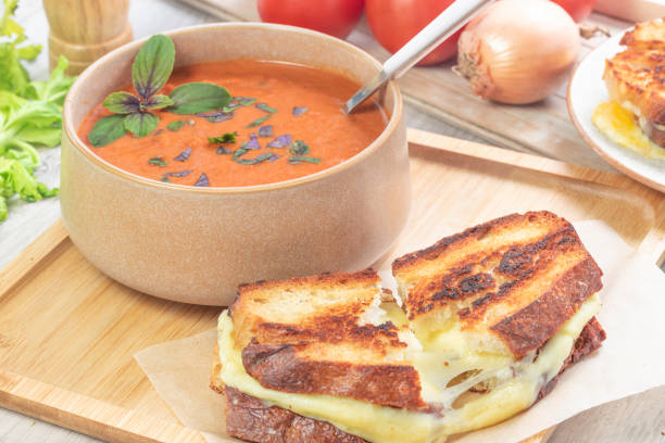istock Tomato basil soup with a grilled cheese sandwich 2186660516