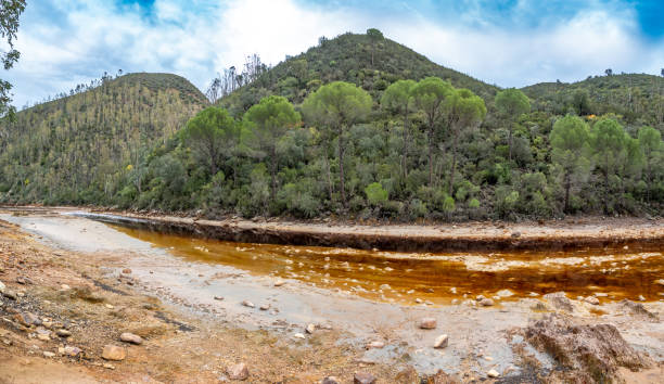 Red water in Red river (Rio Tinto), Huelva, Spain