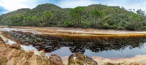 Red water in Red river (Rio Tinto), Huelva, Spain