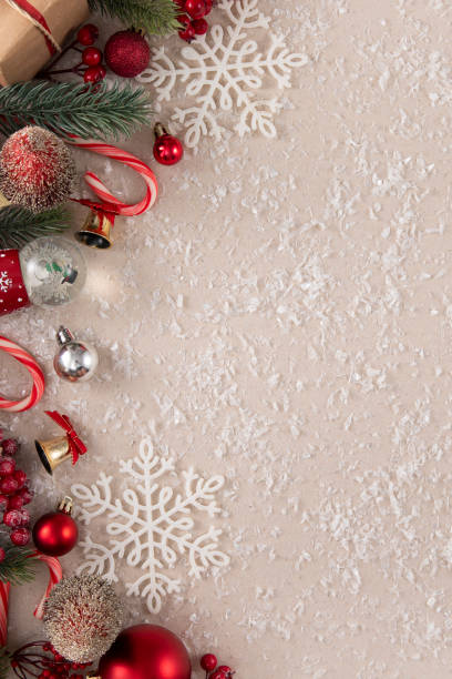 istock Vintage Christmas Background with Red and White Ornaments 2186666343